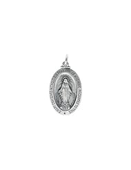 28.50x17.50 mm Miraculous Medal Without Chain in Sterling Silver