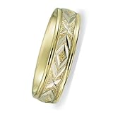 6.0 Millimeters Two Tone Gold Wedding Ring with Bright Cuts. Comfort Fit Style SV675TT6, by Wedding Rings by Oromi