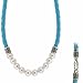 Turquoise Blue Braided Leather simulated Pearl title=
