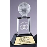 Crystal Golf Ball on Crystal Base Award Trophy by