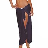 Black Full Ankle Length Sarong Bathing Suit Wrap