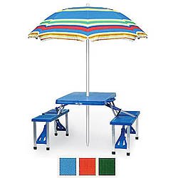 Folding Picnic Table (Green) (26H x 58W x 34D (overall w seats out)) from Folding Picnic Tables