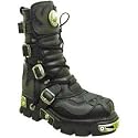 New Rock Boots - 107 - Black with Skull in Red or Purple or Silver