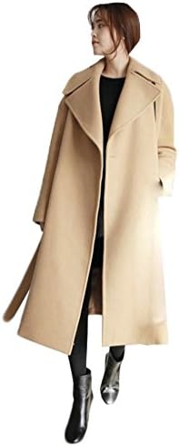 Apriling Women's Notch Lapel Double Breasted Maxi Trench Coat Khaki XL