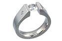 Geheimnis White Topaz and Diamond Titanium Tension Set Ring