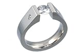 Geheimnis White Topaz and Diamond Titanium Tension Set Ring