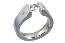 Geheimnis White Topaz and Diamond Titanium Tension Set Ring