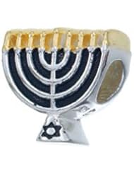 Genuine Zable (TM) Product. 925 Sterling Silver Menorah Bead Charm. 100% Satisfaction Guaranteed.