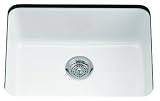 KOHLER K-6585-0 Iron and Tones Self-Rimming Undercounter Kitchen Sink, White