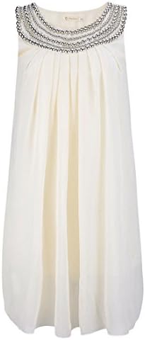 Pregnant Women Summer Sling Beading Comfy Maternity Breastfeeding MiniDress (XL, White)