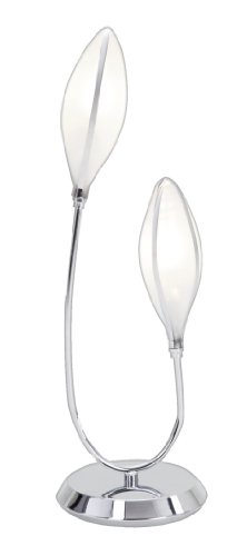 Trio-Leuchten Niedervolt-Tischleuchte in chrom, Glas wei&szlig; mit matten Chromstreifen, inklusiv 2x G4 20W Leuchtmittel, mit Dimmer, H&ouml;he: 45 cm 542210206