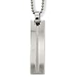 Stainless Steel Large Grooved Strip Pendant on 24 inch Polished Ball Chain