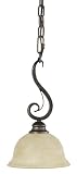 Murray Feiss One-Light Segovia Collection Mini Pendant, Peruvian Bronze with Cream Scarvo Glass Shade # P1099PBR