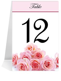 Wedding Table Number Cards - Pink Rose Party #1 Thru #16 On Sale