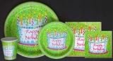 GREEN HAPPY BIRTHDAY PAPER GOODS 16 ct. 7 PLATES