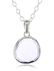 Sterling Silver Light Amethyst Faceted Bezel Pendant Necklace, 24"