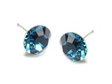 Indicolite Diamond Cut Swarovski Element Stud Earrings, 8mm