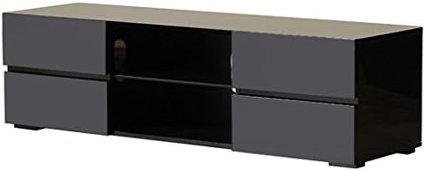 Christo Black TV Stand Up to 55 Inch Made Out of Wood and Medium-Density Fiberboard with Four-Storage Drawers