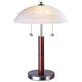 Orbital Brushed Steel and Wood Table Lamp