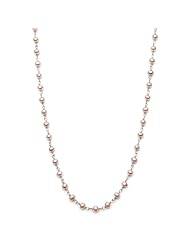 Sterling Silver 18" Necklace with 3.5-4mm Semi Oval Pink Freshwater Pearls