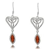 Garnet Trinity Knot Earrings Silver Ladies Dangles New