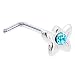 Sterling Silver Aqua Gem Butterfly L-Shaped Nose Ring