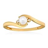 JUNE Birthstone Ring 10K Yellow Gold Pearl Ring