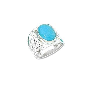Hammered Sterling Silver Turquoise Ring