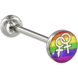 Surgical Steel DOUBLE FEMALE SYMBOL Gay Pride Barbell