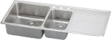 Elkay Gourmet Collection ILFGR5422L1 54 Top Mount Double Bowl Stainless Steel Sink with 18-Gauge, 10 Large Bowl Depth, Self-Rim and Bowls Left Of Ribbed Area: 1 Hole