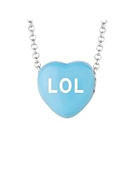 Sterling Silver 12mm Blue enamel Sweethearts LOL Heart Pendant