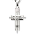 Stainless Steel Cross With Multi Piece Construction Design on 24 inch Polished Ball Chain