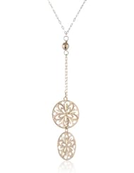 Duragold 14k Yellow Gold Floral Disc Lariat Armament Necklace, 17"
