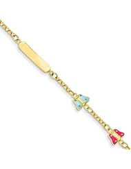 14k 6in Polished Enameled Puffed Butterflies Baby/Child ID Bra