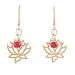 Open Design Lotus Flower Earrings in Vermeil with Ruby Accent Beads, #8087