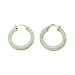 Gold Overlay Sterling Silver Green Chinese Jade 35mm Hoop Earrings