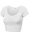 Juniors Crop Tops with Short Sleeves, Medium,White