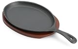 Imusa Preseasoned Cast Iron Fajita Skillet with Wooden Base