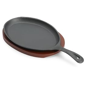 Imusa Preseasoned Cast Iron Fajita Skillet with Wooden Base by Imusa