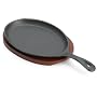 Imusa Preseasoned Cast Iron Fajita Skillet with Wooden Base