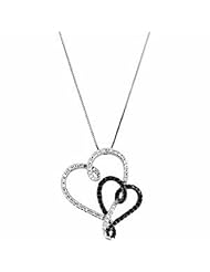 14K White Gold Black and White Diamond Heart Necklace - 0.50 Ct. -- LIFETIME WARRANTY