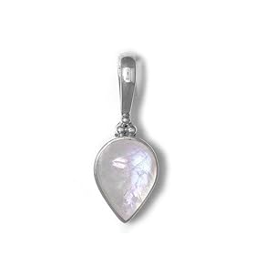 Sterling Silver Rainbow Moonstone Pear Pendant w Snake Chain by Sajen, 18 by Amazon.com Collection