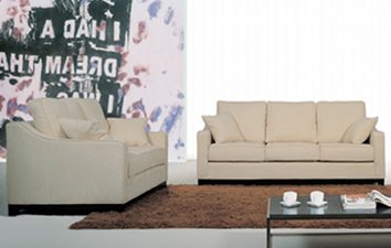 Beige Microfiber Sofa & Loveseat Set