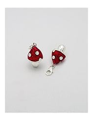 Mushroom Colored Enamel Charm In 92.5 Sterling Silver