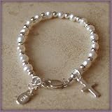CHR-01E Freshwater Pearl/Silver/Cross Sterling Silver Infant Baby Christening Bracelet 0-12 months