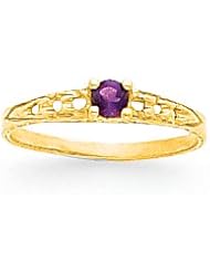 14k 3mm Amethyst Birthstone Childrens Ring - Size 3 - JewelryWeb