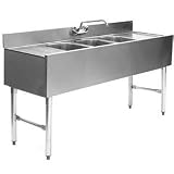 Eagle B5-3-L-24 Underbar Sink, 3 Compartments, Left Drainboard, With Faucet, Spec-Bar-2000 Series
