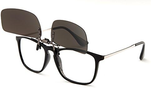 Newbee Fashion - "Polo" Polarized Clip-On Flip Up Metal Clip Sunglasses