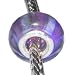 Murano Style "925" Glass Lampwork Bead Fits Pandora Lavender with Lilac Stripes, 14mm (3)
