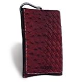 Brown Amazonia leather cell phone bag with carabiner for Blackberry, HTC Incredible, Aria, Legend, Desire, iPhone, Motorola Droid